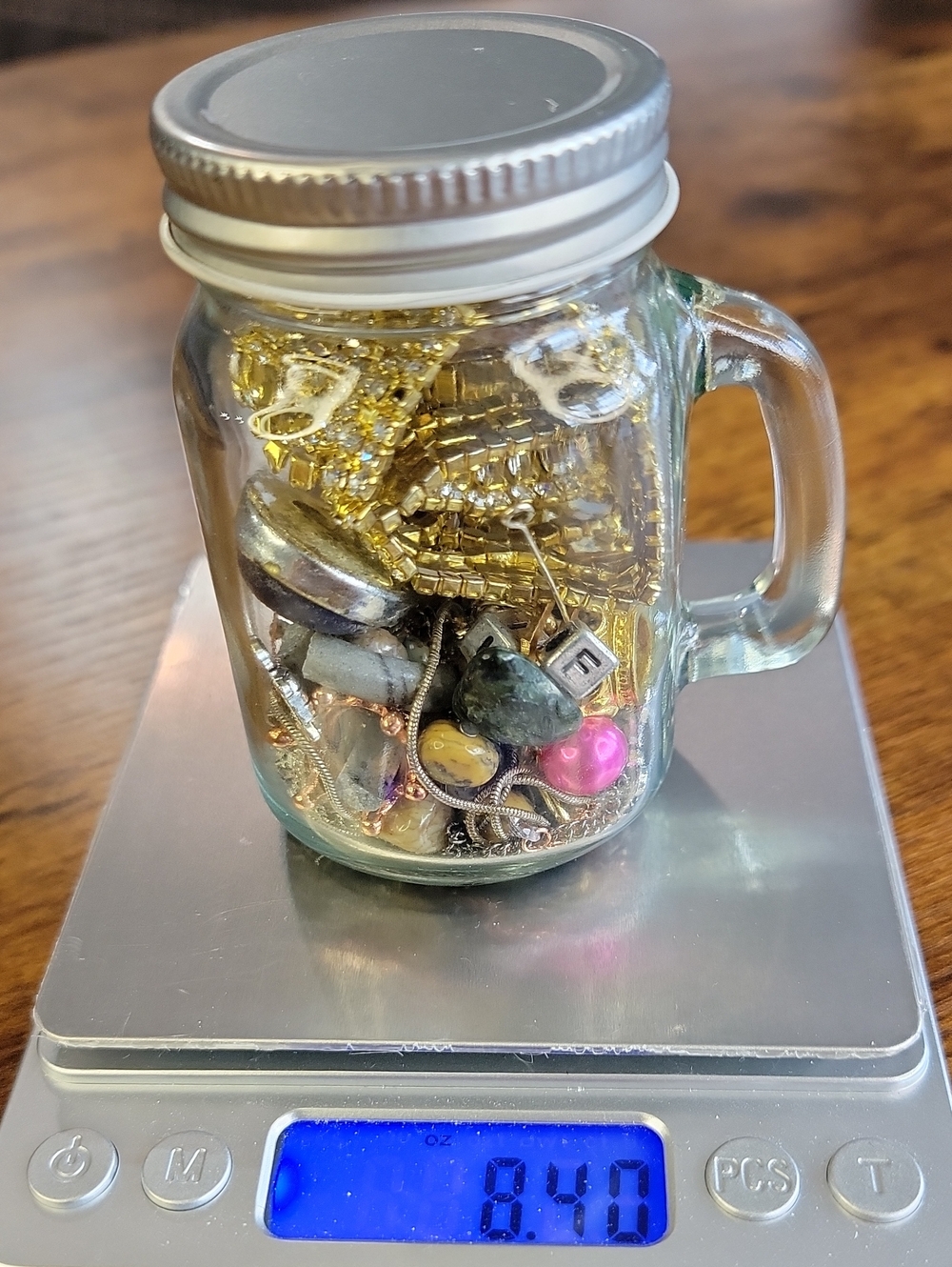Mini Mason Filled With Craft Jewelry